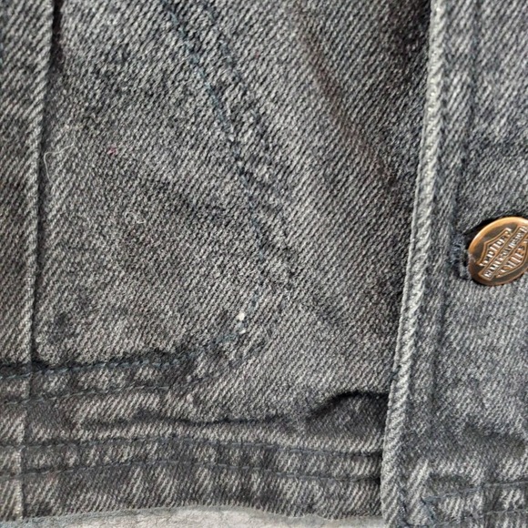Vintage Harley-Davidson Denim Jacket Mens Small Black Trucker USA Workwear Biker - Picture 9 of 12